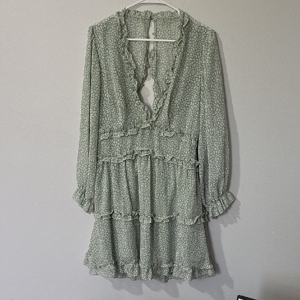 Elegant Green Floral Dress